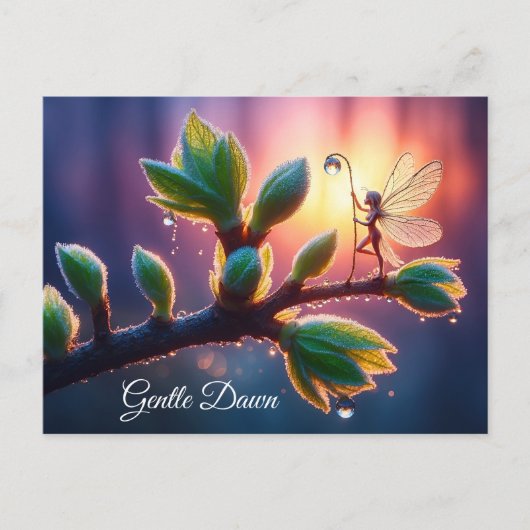 Beautiful spring nature with miniature pixie art postkarte (Vorderseite)