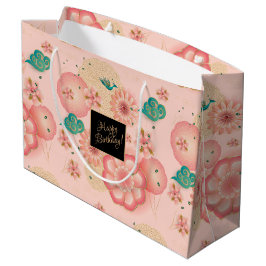 Beautiful Spring Peach Garden Blume Geburtstag Große Geschenktüte