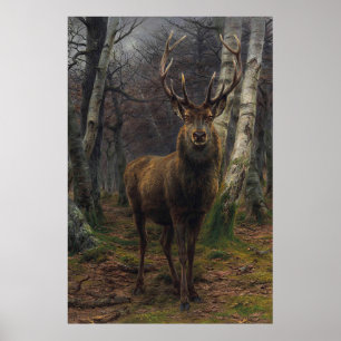 Beautiful Stag Deer - König des Waldes Poster