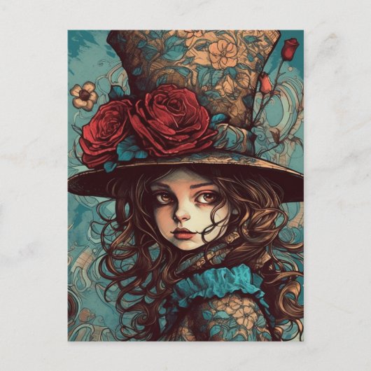 Beautiful Steampunk Alice Postkarte (Vorderseite)