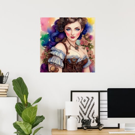 Beautiful Steampunk Girl Poster (Heimbüro)
