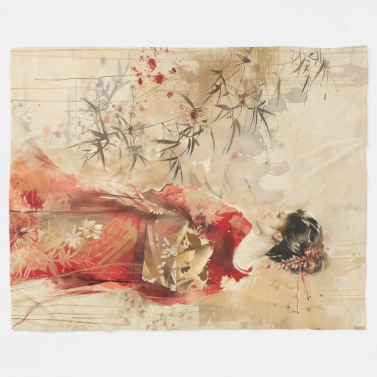 Beautiful Stehend Geisha Fleecedecke (Vorderseite (Horizontal))