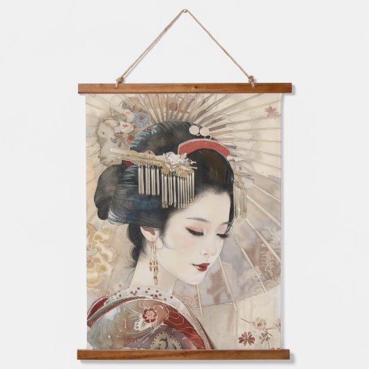 Beautiful Stehend Geisha Wandteppich Mit Holzrahmen (Vorderseite 2)