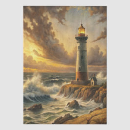 Beautiful Stormy Coastal Lighthouse Decoupage Seidenpapier