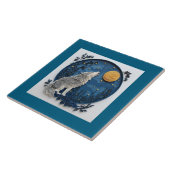 Beautiful Stylish Grey Wolf Howling at the Moon Fliese (Seite)