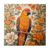 Beautiful Sun Conure William Morris Inspired Fliese (Vorderseite)