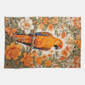 Beautiful Sun Conure William Morris Inspired Geschirrtuch (Horizontal)