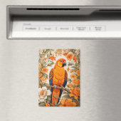 Beautiful Sun Conure William Morris Inspired Magnet (In Situ (Geschirrspüler))