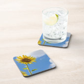 Beautiful Sun Flowers With Cloudy Blue Getränkeuntersetzer (Rechte Seite)