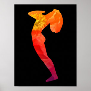Beautiful Sun Salutation in Orange and Red Yoga Poster