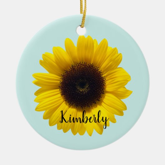 Beautiful Sunflower Personalize With Name Keramik Ornament (Vorne)