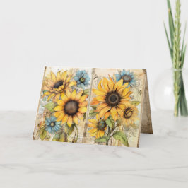 Beautiful sunflowers folded greeting card karte