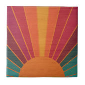 Beautiful Sunny Sun Rays Southwestern Folk Art Fliese (Vorderseite)