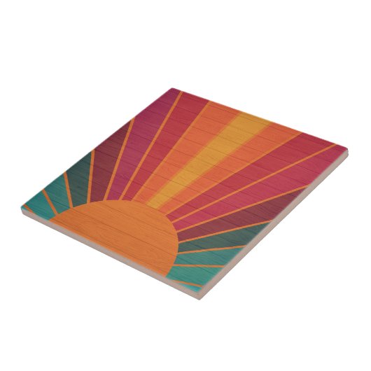 Beautiful Sunny Sun Rays Southwestern Folk Art Fliese (Seite)