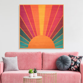 Beautiful Sunny Sun Rays Southwestern Folk Art Leinwanddruck