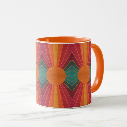 Beautiful Sunny Sun Rays Southwestern Folk Art Tasse (VorderseiteRechts)