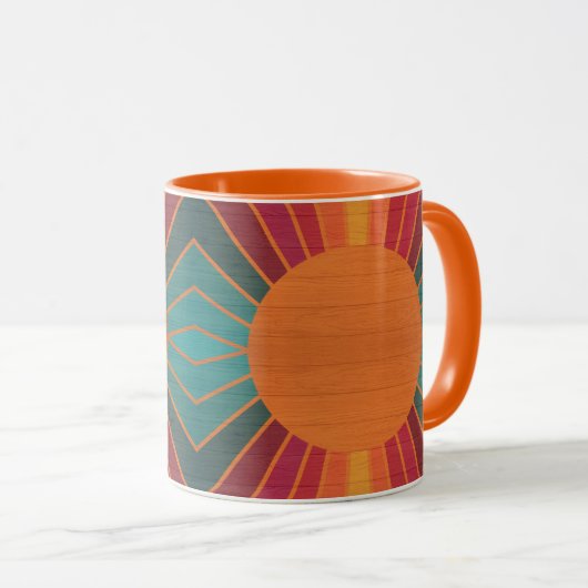 Beautiful Sunny Sun Rays Southwestern Folk Art Tasse (VorderseiteRechts)