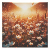 Beautiful Sunrise Spring Meadow White Wildflowers Poster (Vorderseite)
