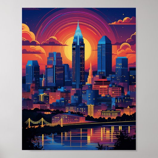 Beautiful Sunset in Cincinnati Ohio USA Poster (Vorne)