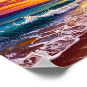 Beautiful Sunset Ocean Beach Walk Seascape Art Poster (Ecke)