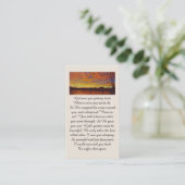 Beautiful Sunset on a Lake Memorial Prayer Card Visitenkarte (Stehend Vorderseite)