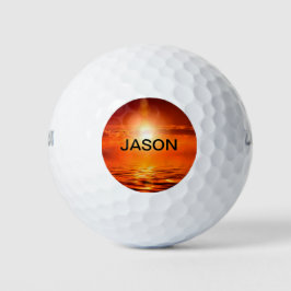Beautiful Sunset Orange Golden Sky Sea Gold Name Golfball