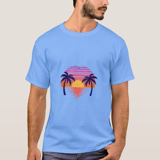Beautiful sunset scene with palm trees T-Shirt (Vorderseite)