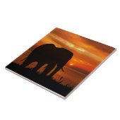 Beautiful Sunset with Silhouette of Elephant Fliese (Seite)