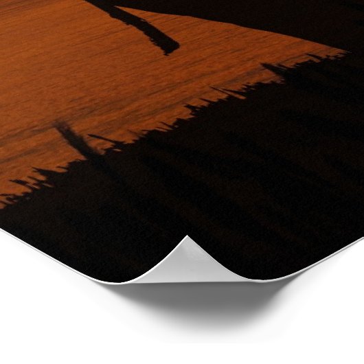 Beautiful Sunset with Silhouette of Elephant Poster (Ecke)