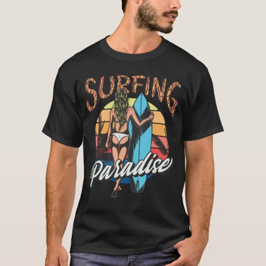 Beautiful Surfing Surfboard Retro Graphic T-Shirt (Vorderseite)