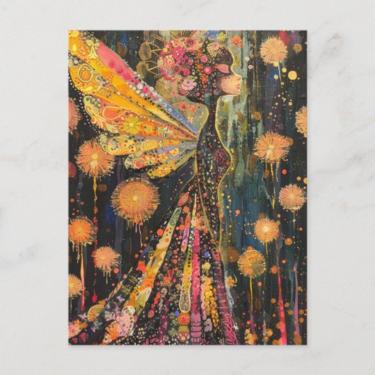 Beautiful Surreal Colorful Dandelion Fairy Postkarte (Vorderseite)