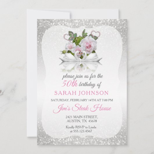 Beautiful Swan Birthday Einladung (Vorderseite)