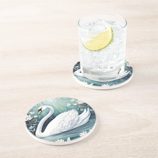 Beautiful Swan Getränkeuntersetzer (Seite)
