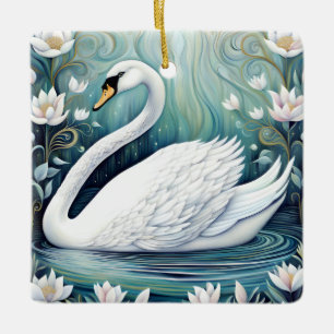 Beautiful Swan Keramikornament