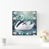 Beautiful Swan Quadratische Wanduhr (Zuhause)