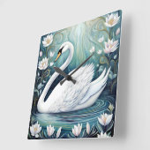 Beautiful Swan Quadratische Wanduhr (Winkel)