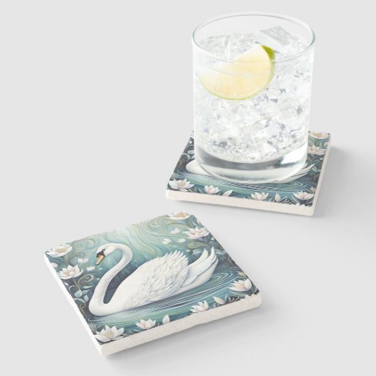 Beautiful Swan Steinuntersetzer (Seitenansicht)