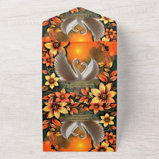 Beautiful swans in love. all in one einladung (Außenbereich)