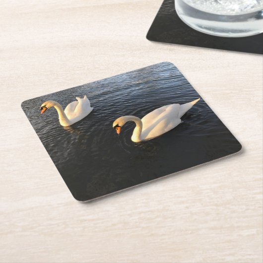 Beautiful swans rechteckiger pappuntersetzer (angewinkelt)