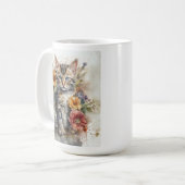 Beautiful Tabby Cat Blume Kaffeetasse (Vorderseite Links)