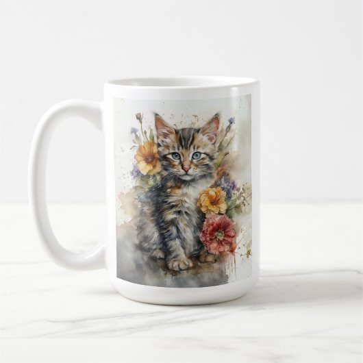 Beautiful Tabby Cat Blume Kaffeetasse (Links)