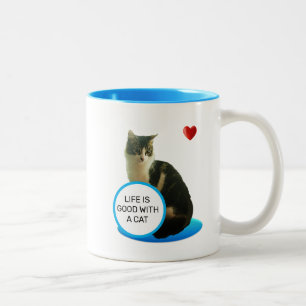 Beautiful Tabby Cat & Heart Zwei-Tone-Kaffee-Tasse Zweifarbige Tasse