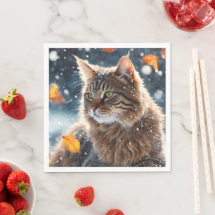 Beautiful Tabby Cat Herbstlaube Serviette
