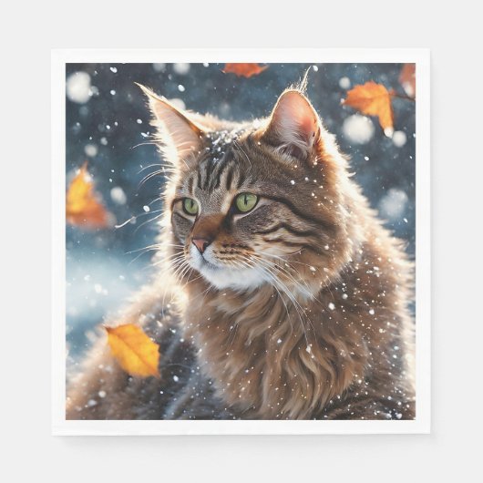 Beautiful Tabby Cat Herbstlaube Serviette (Vorderseite)