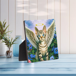 Beautiful Tabby Kitten Angel Wings Halo Fotoplatte