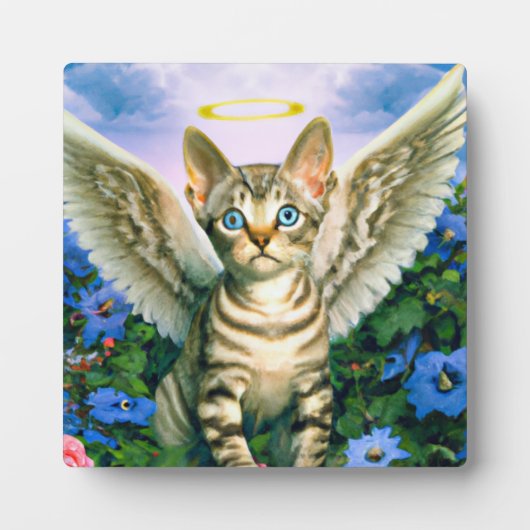 Beautiful Tabby Kitten Angel Wings Halo Fotoplatte (Vorderseite)