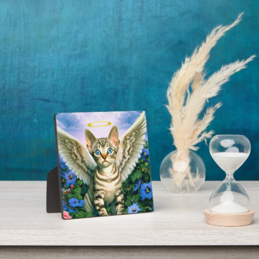 Beautiful Tabby Kitten Angel Wings Halo Fotoplatte (InSitu)