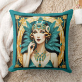 Beautiful Teal and Gold Art Deco Flapper Kissen (Decke)