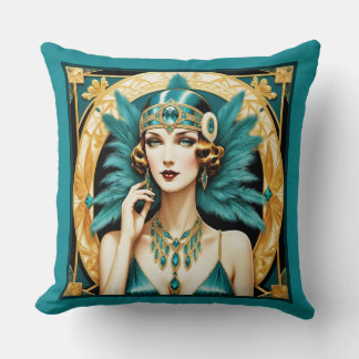Beautiful Teal and Gold Art Deco Flapper Kissen