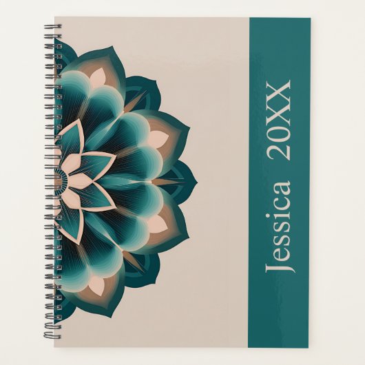 Beautiful Teal Spiritual Chic Mandala Modern  Planer (Vorderseite)